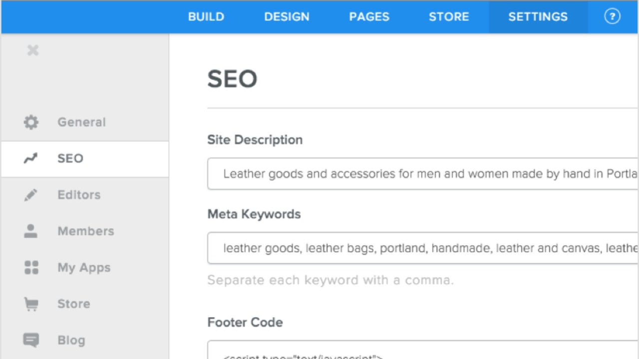 Weebly SEO Tool UI Screenshot