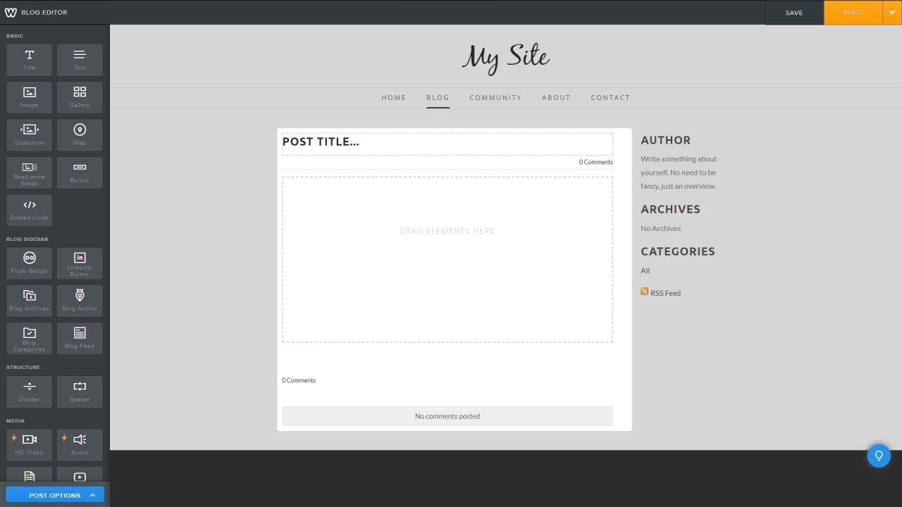 weebly blog editor UI screenshot