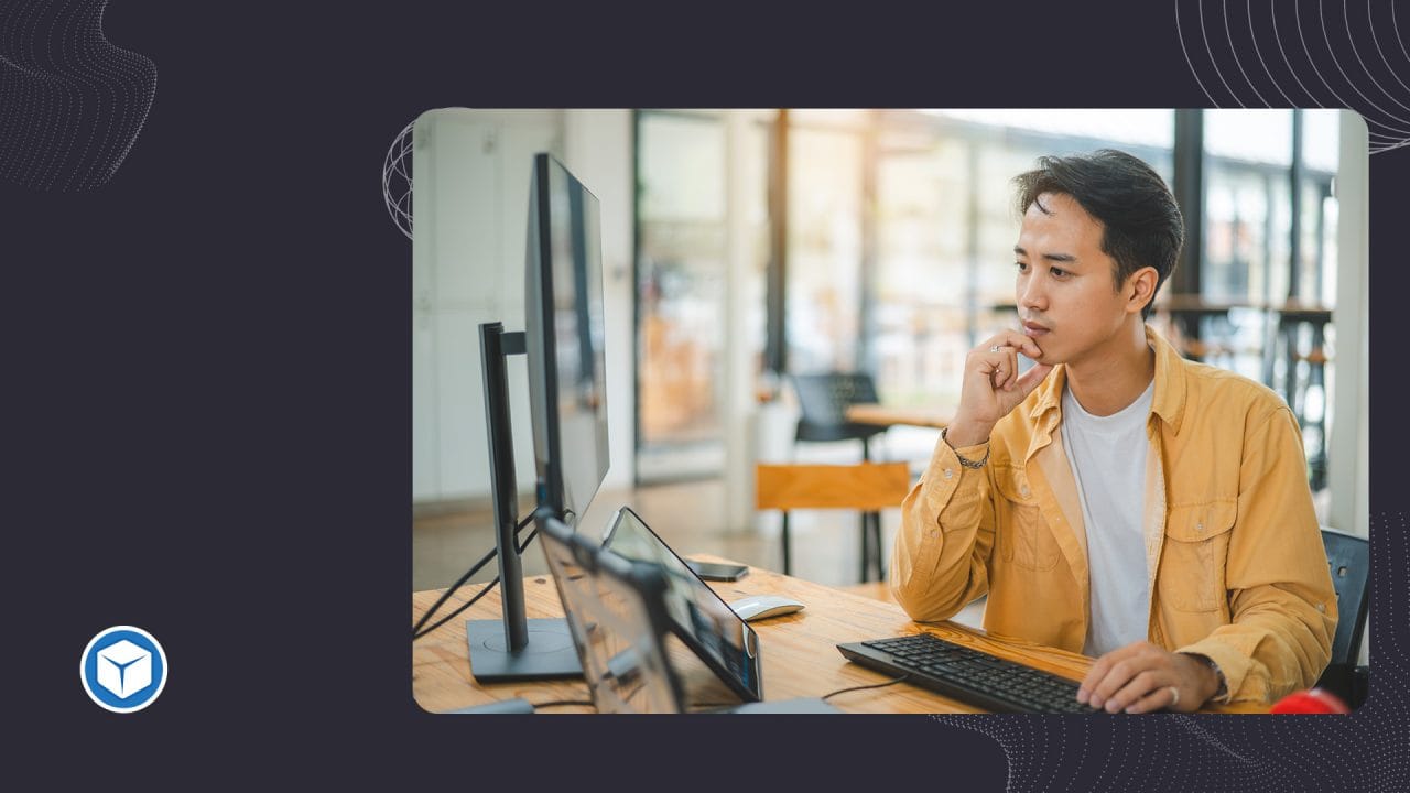 man working on computer in the office