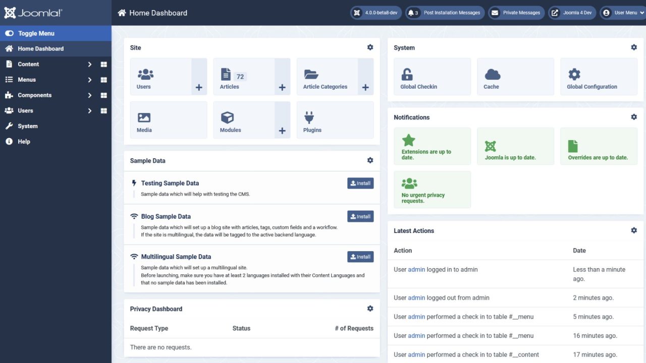 what is joomla advanced joomla management dashboard ui