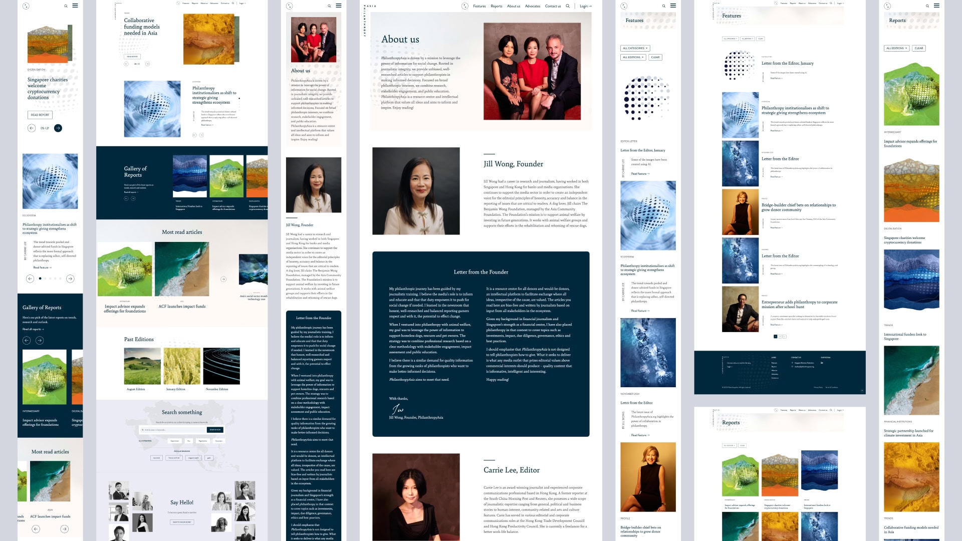 phill asia showcase Screenshot of various website content layouts