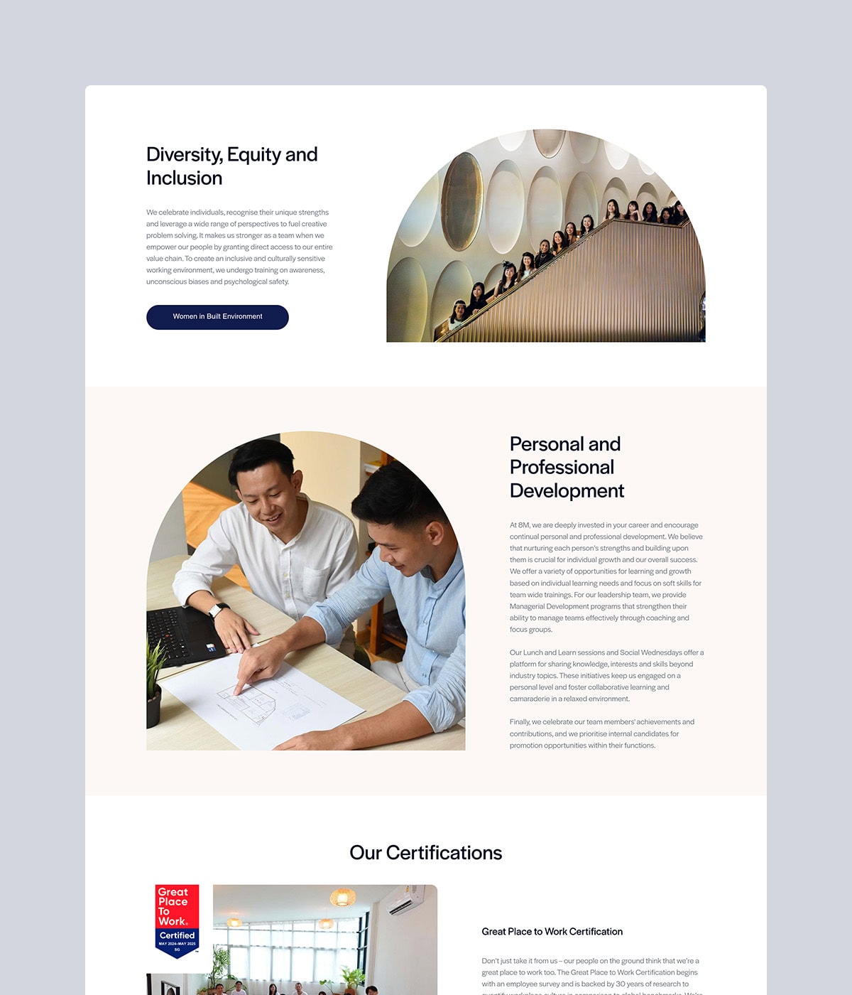 portfolio-8m-real-estate-evp Company webpage showcasing vision, mission, and growth timeline