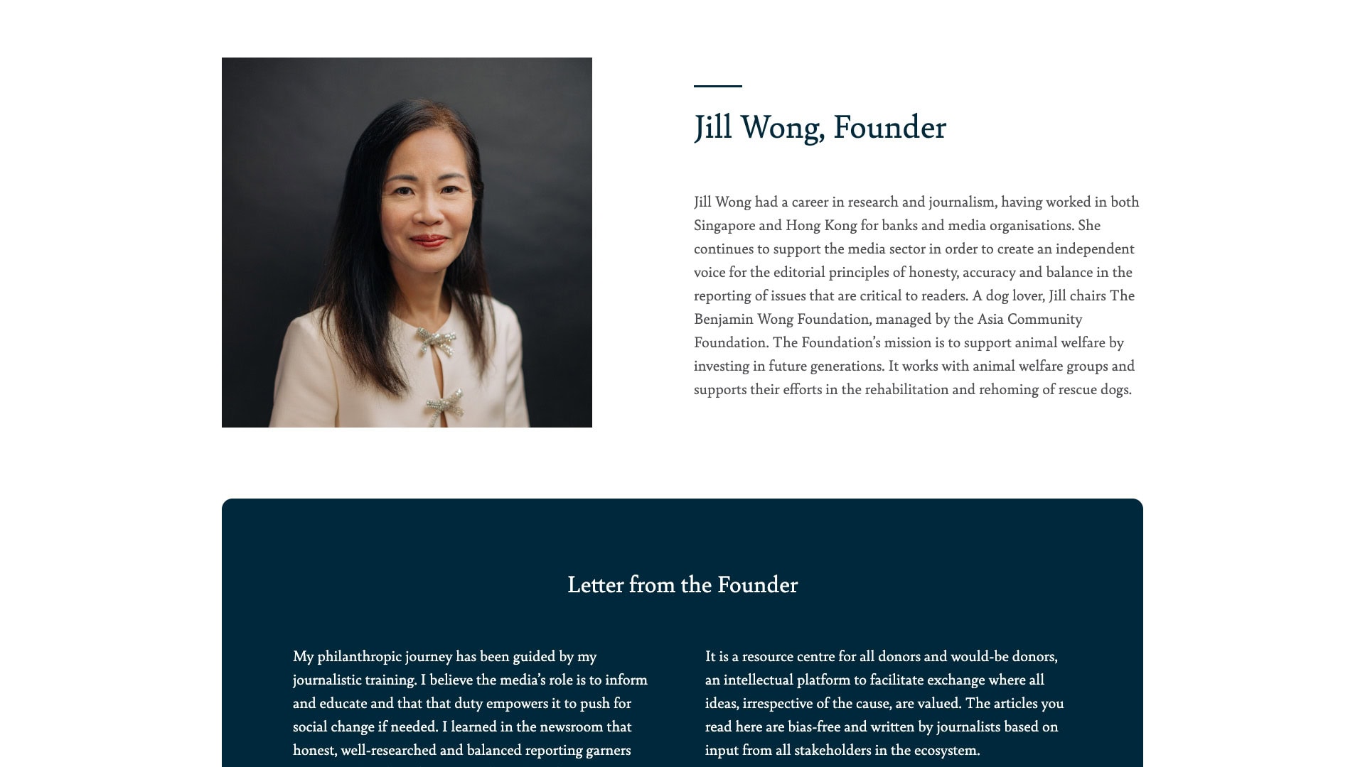 portfolio-philanthropy-asia-founder Text snippet from a founder's letter discussing philanthropy