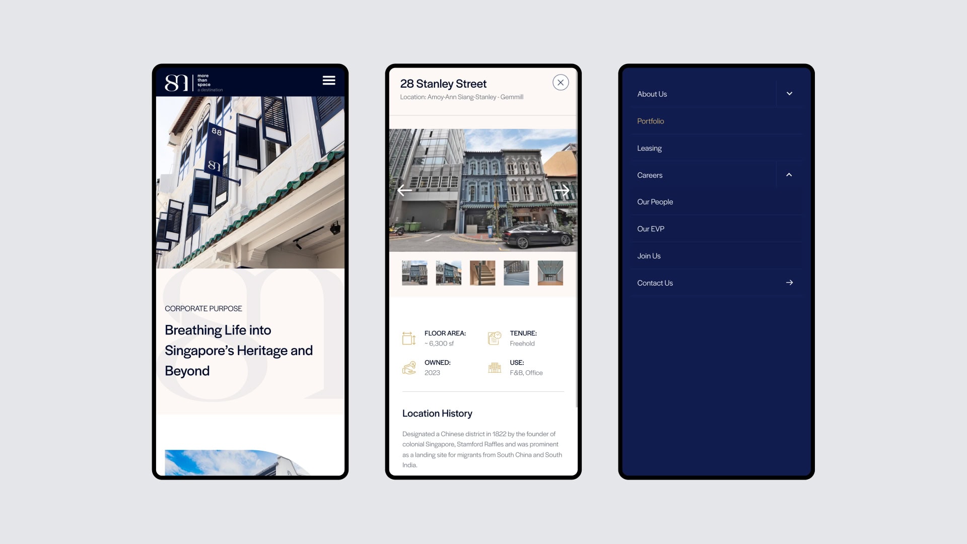 8m mobile Screenshots of heritage property app interface