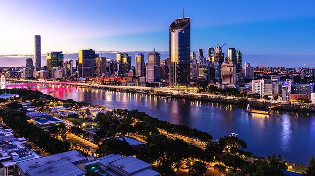 Brisbane skyline view at twilight, Australia.