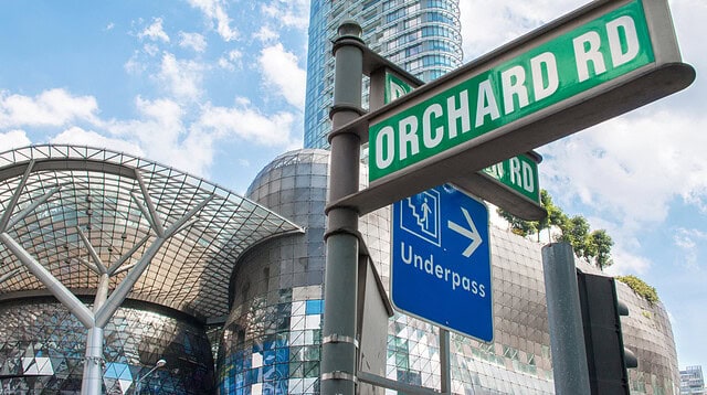 Orchard Road street and underpass sign, Singapore.