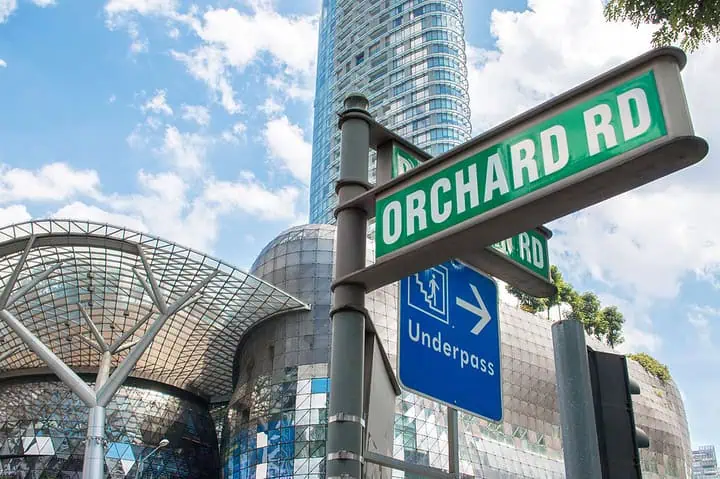 Orchard Road street and underpass sign, Singapore.