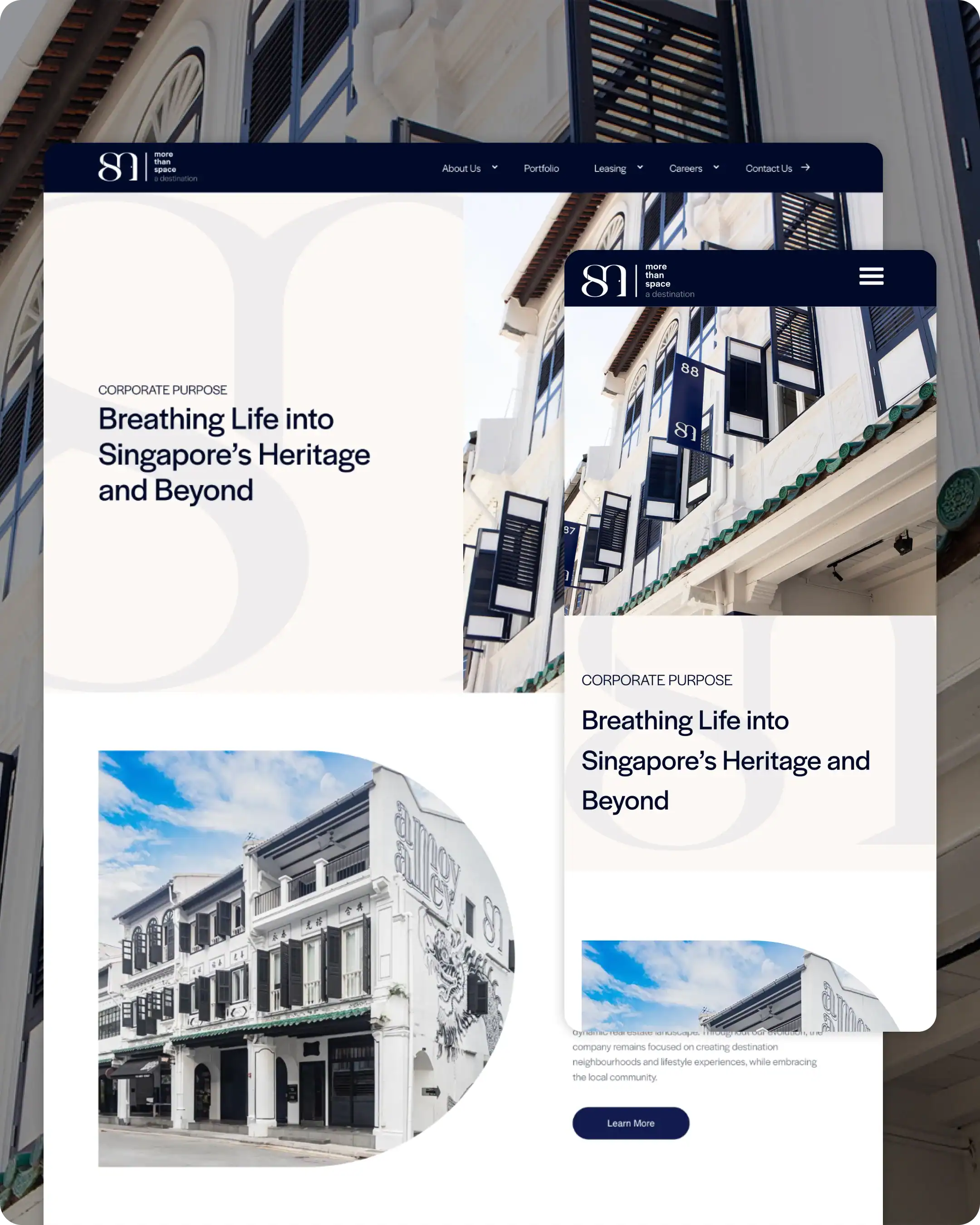 Singapore heritage building with modern architecture integration.